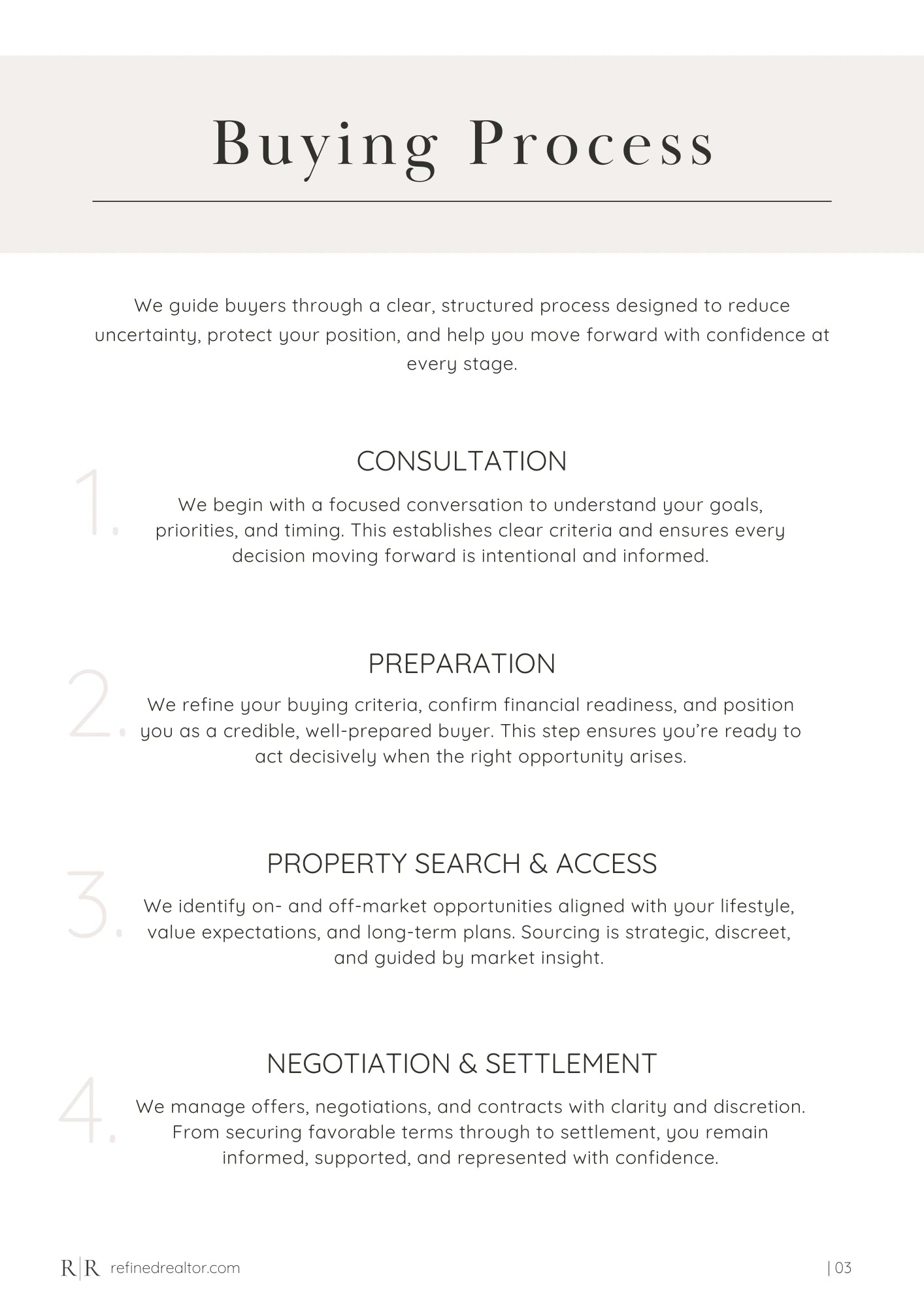 Support and clarity from first step to sale.