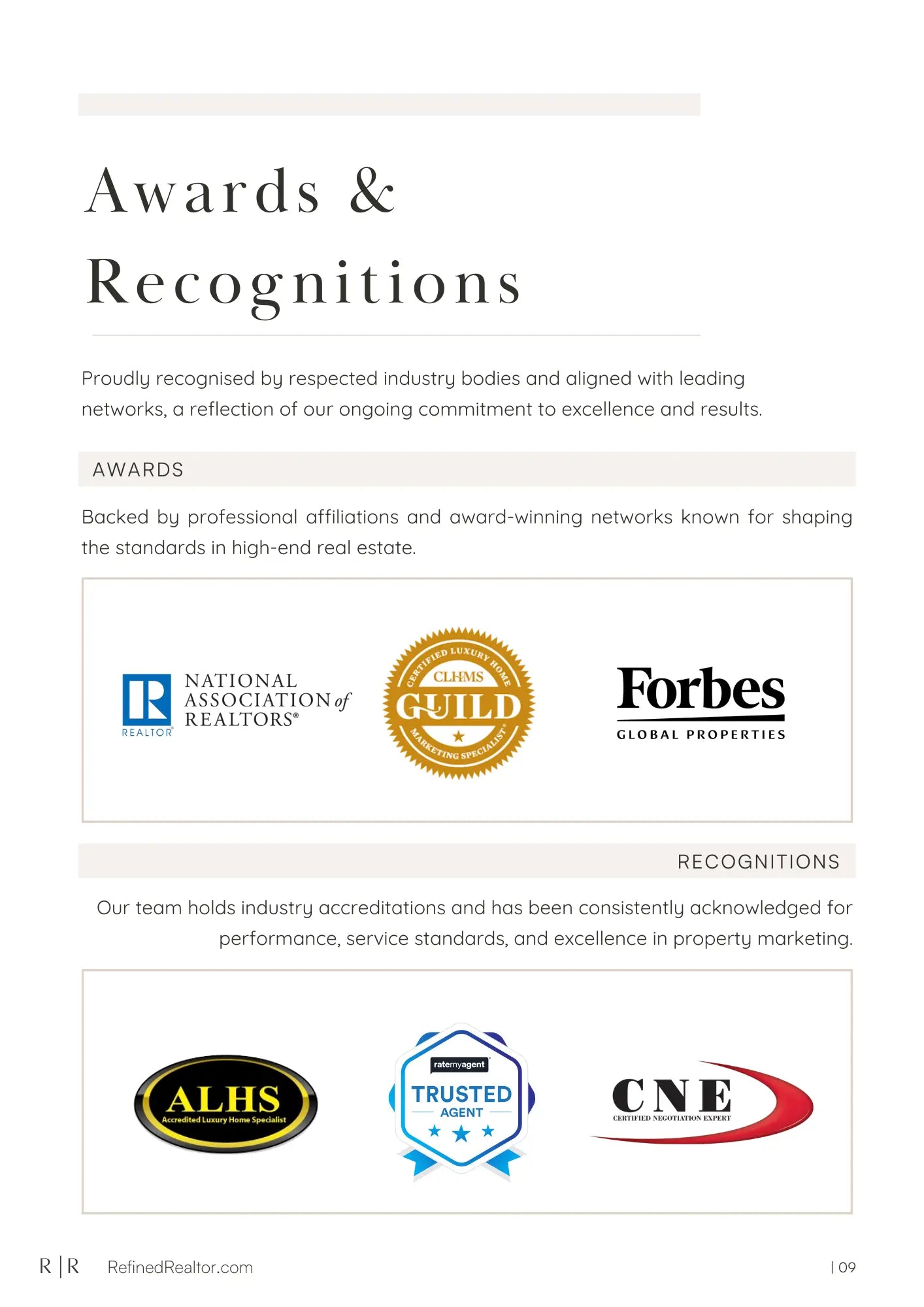 Awards that validate quality, not claims.